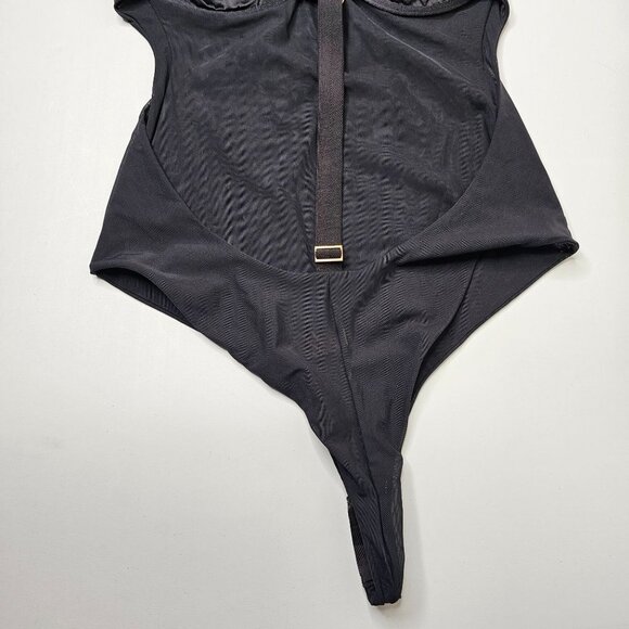 Noe Undergarments Size Small Black Silk Mesh Underwire Bodysuit - Picture 9 of 9